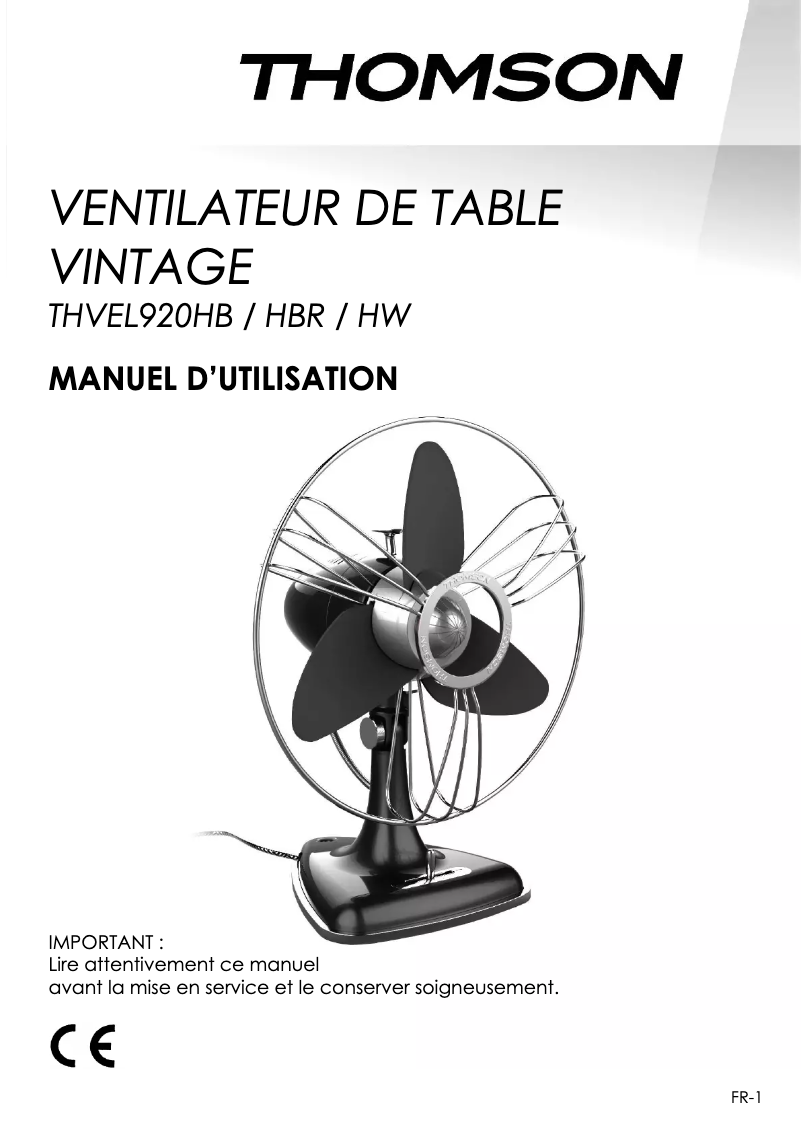 Page n°1 - Manuel utilisateur Thomson THVEL920H