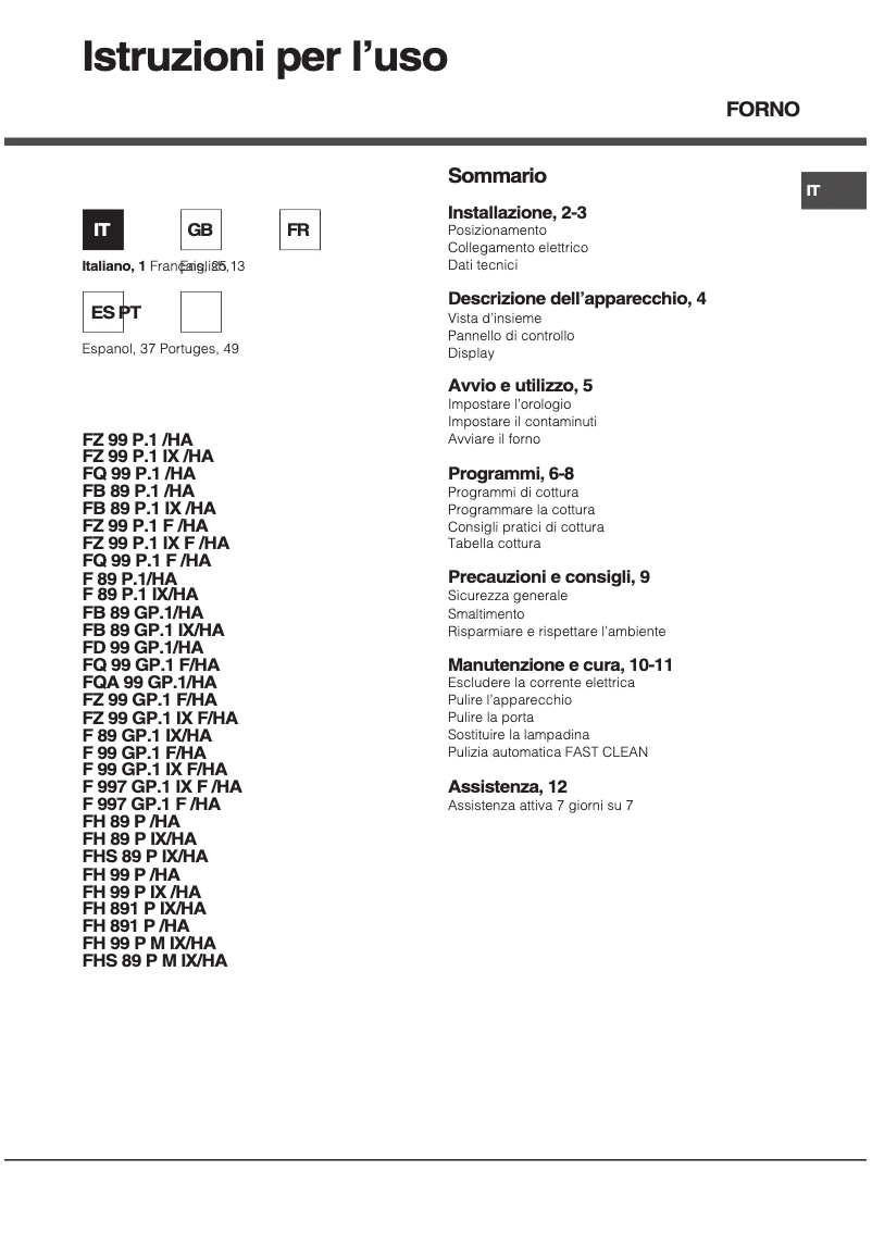 Image de la première page du manuel de l'appareil FZ 99 GP.1 IX F /HA