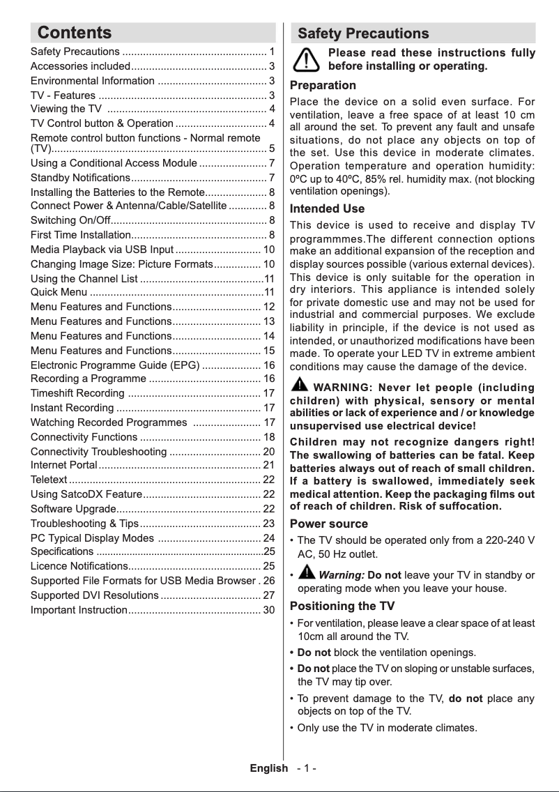 Page n°1 - Manuel utilisateur Walker WP3214SMW