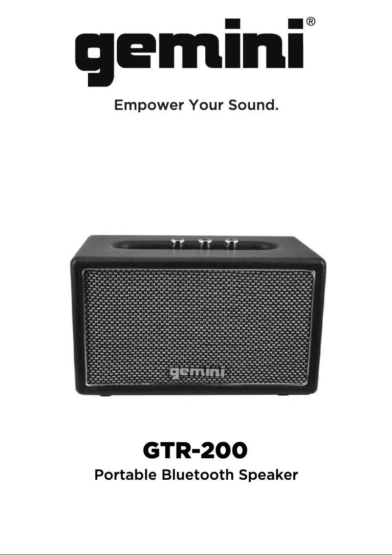 Page n°1 - Manuel utilisateur Gemini GTR-200