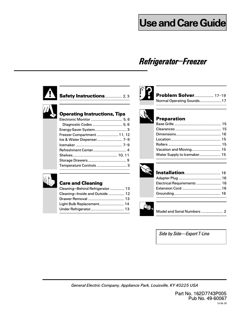 Página 1 del manual Manual de uso y mantenimiento GE Profile TFT26PRDWW