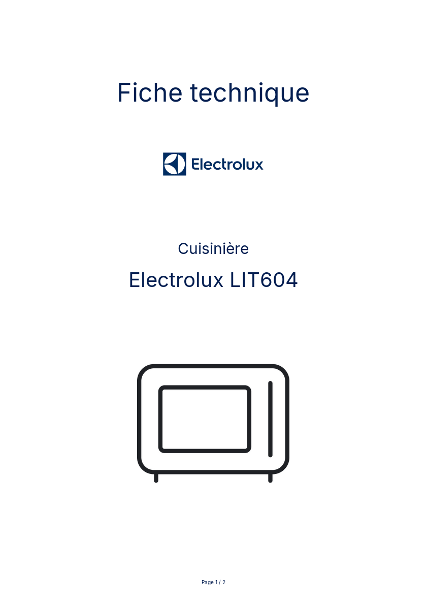 Page n°1 - Fiche technique Electrolux LIT604