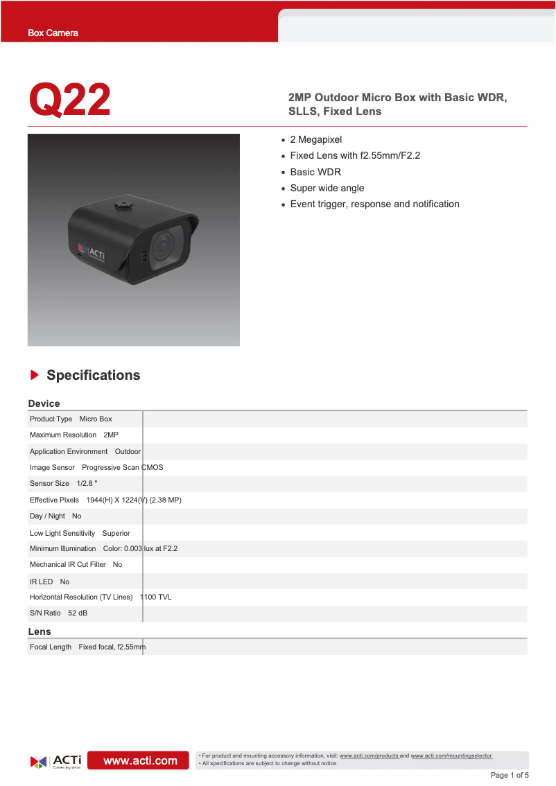 Image de la première page du manuel de l'appareil Q22