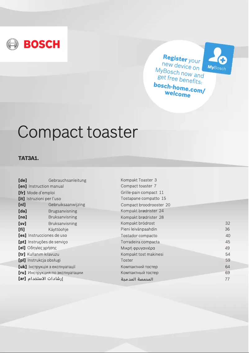 Página 1 del manual Manual de usuario Bosch TAT3A111