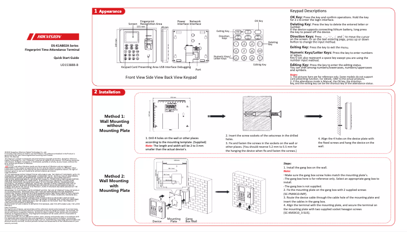 Página 1 del manual Guía de inicio rápido Hikvision DS-K1A802AF