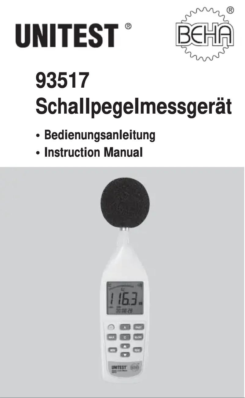 Image de la première page du manuel de l'appareil Unitest 93517D