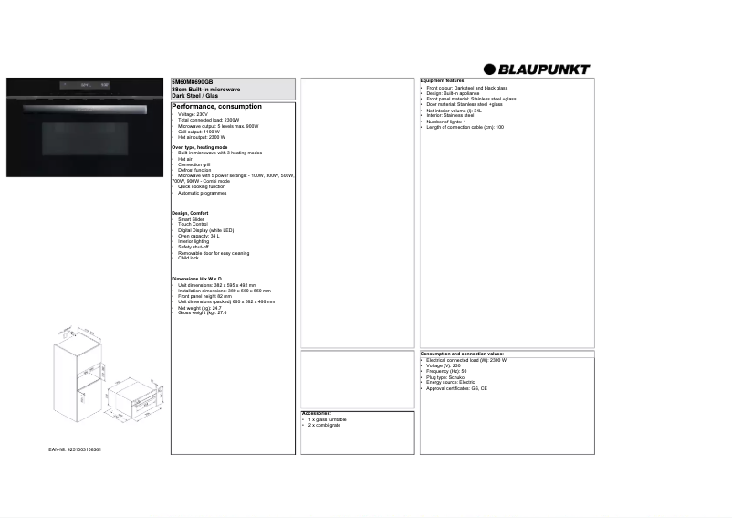 Página 1 del manual Ficha técnica Blaupunkt 5M60M8690GB
