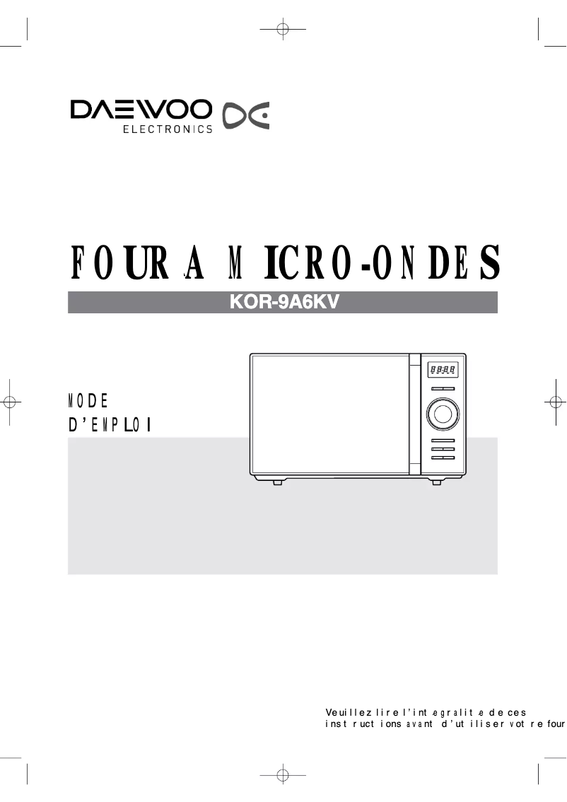 Page n°1 - Manuel utilisateur Daewoo KOR-9A6KV