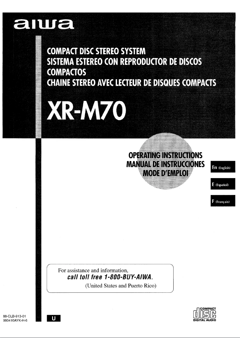 Page 1 de la notice Manuel utilisateur Aiwa XR-M70