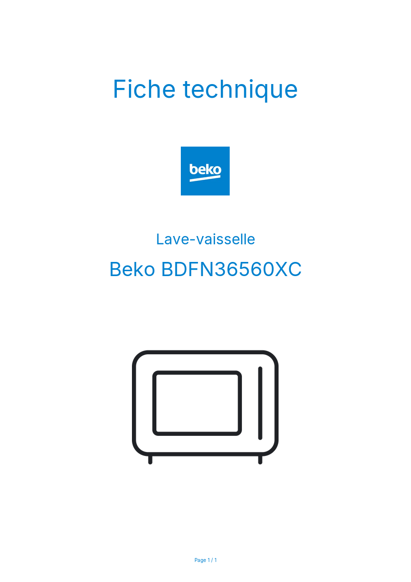 Image de la première page du manuel de l'appareil BDFN36560XC
