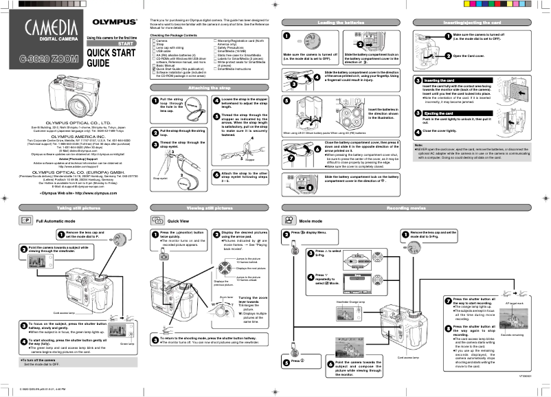 Image de la première page du manuel de l'appareil Camedia C-3020 Zoom
