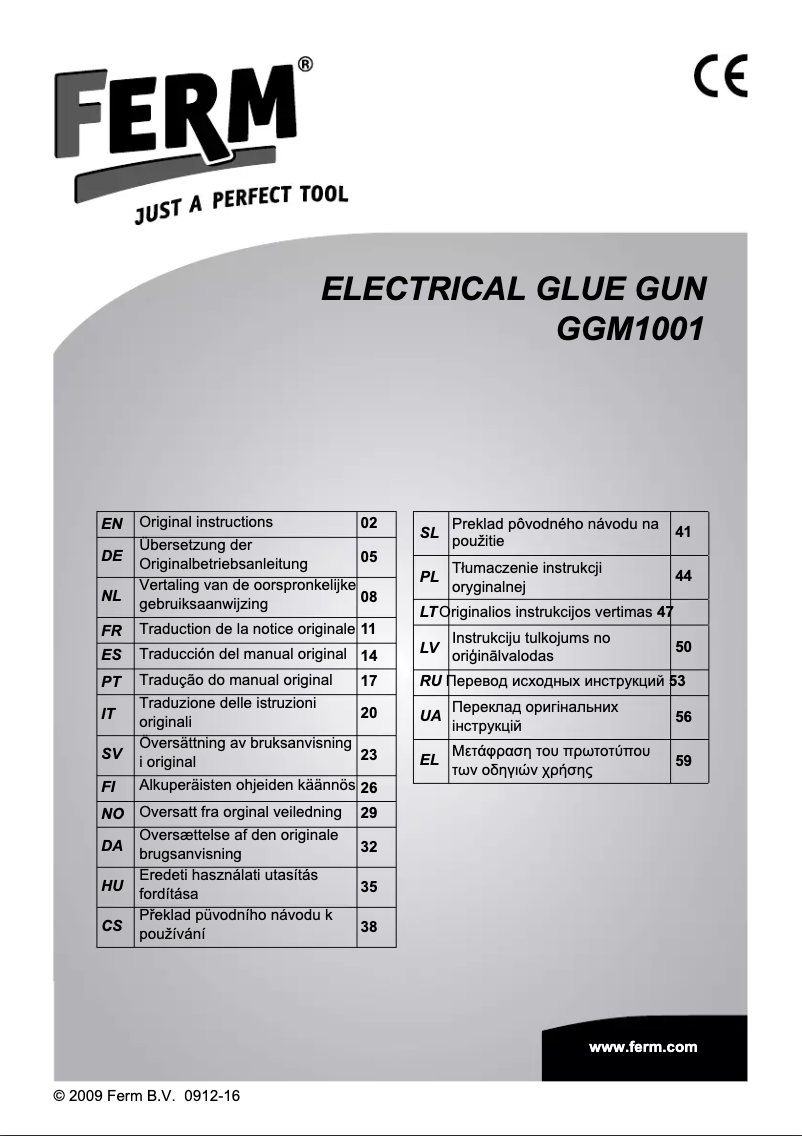 Page n°1 - Manuel utilisateur Ferm GGM1001