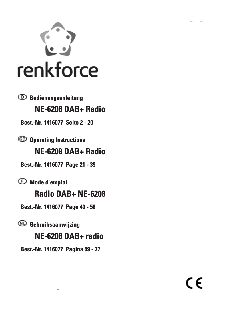Page n°1 - Manuel utilisateur Renkforce NE-6208