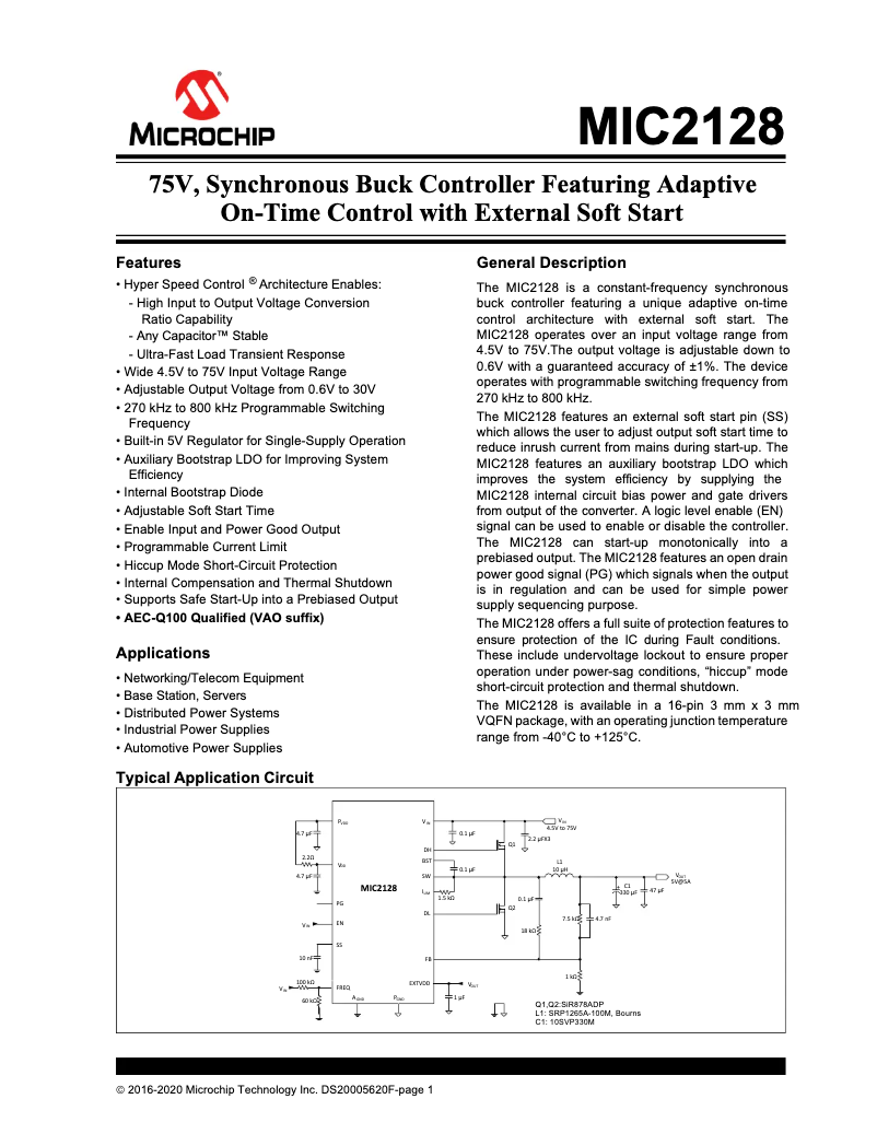 Imagen de la primera página del manual del dispositivo MIC2128
