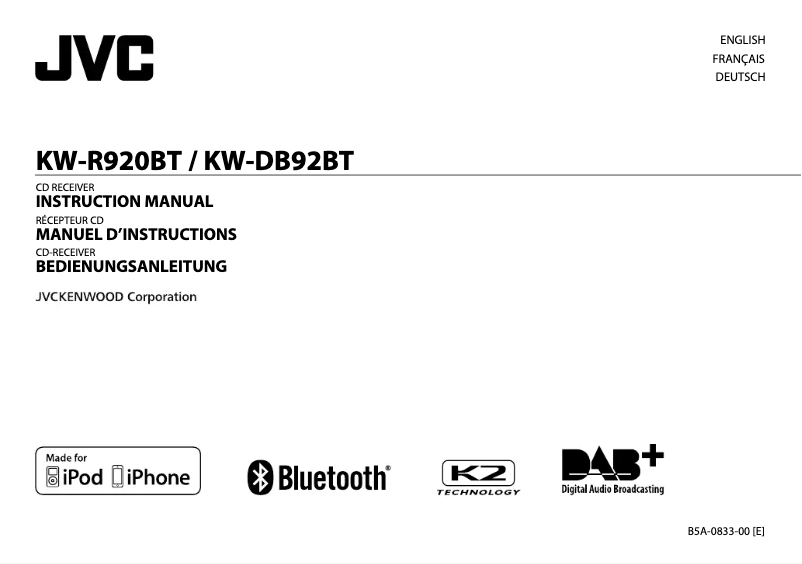 Page n°1 - Manuel utilisateur JVC KW-DB92BTE