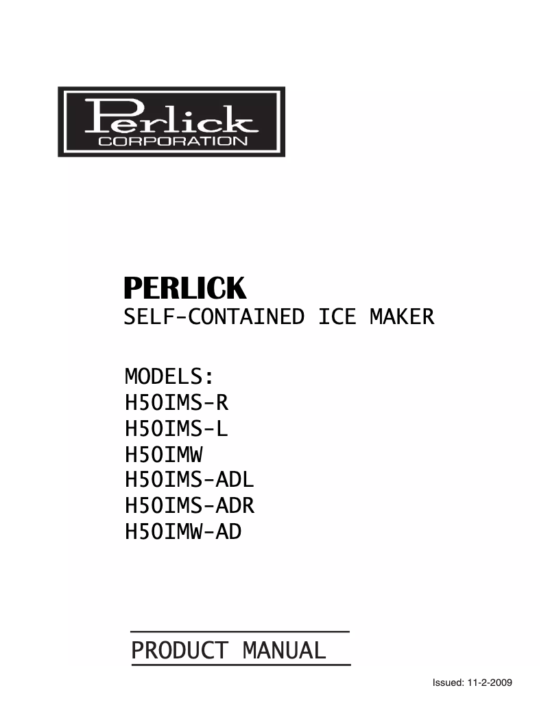 Página 1 del manual Manual de usuario Perlick H50IMS-ADR