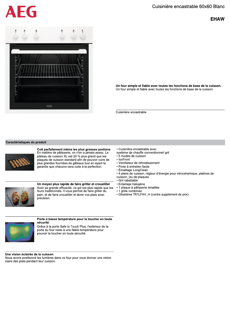 Página 1 del manual Ficha técnica AEG EHAW