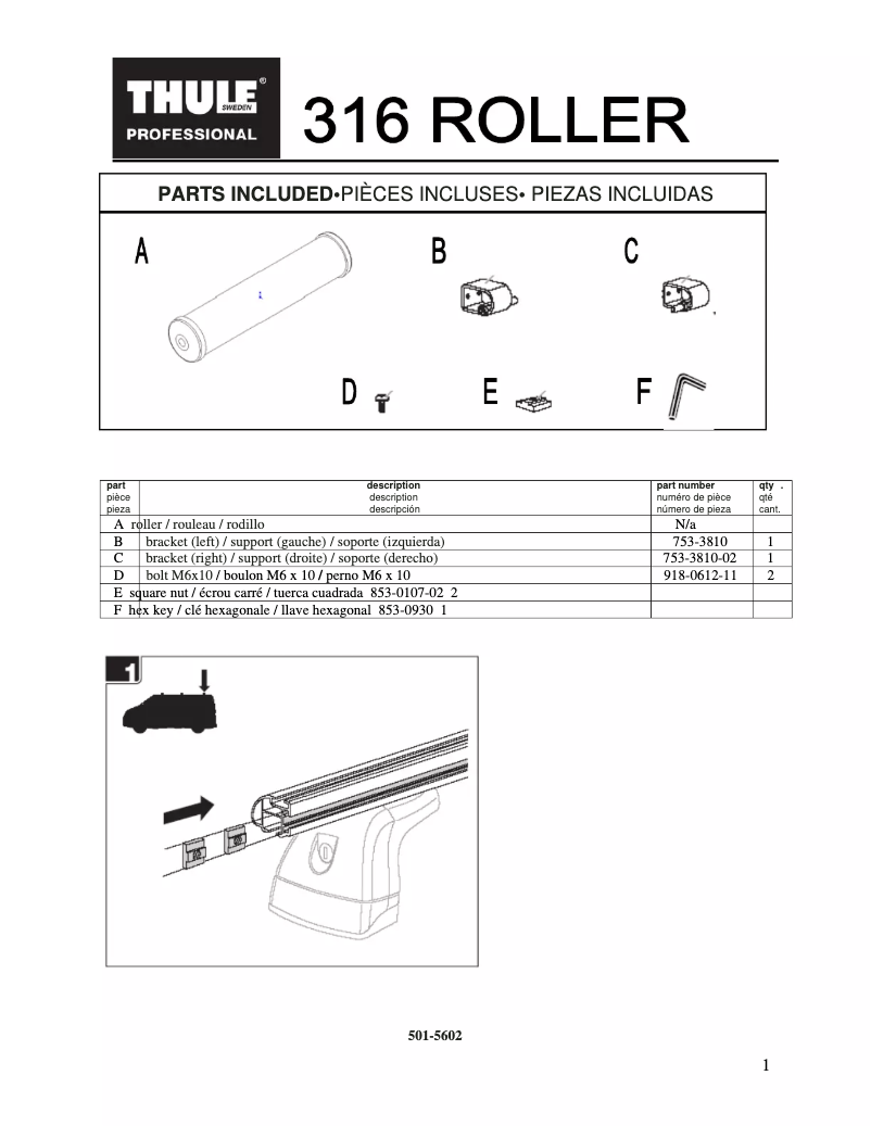 Page 1 de la notice Manuel utilisateur Thule Roller 316