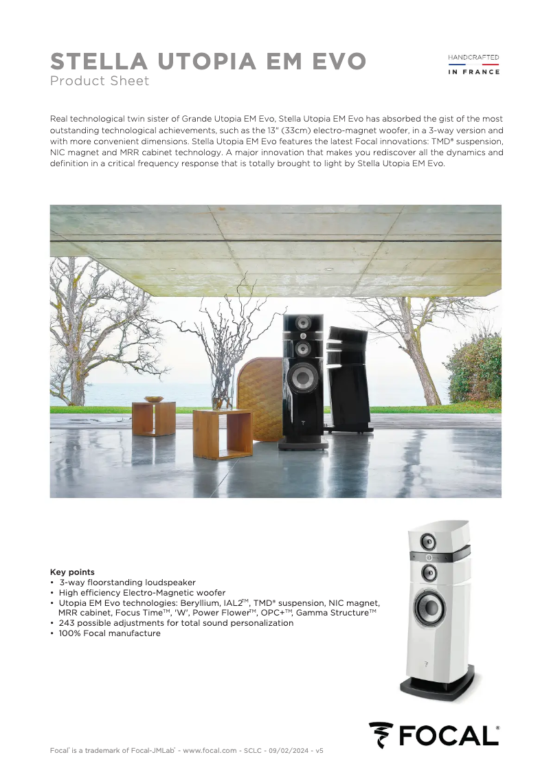 Page 1 de la notice Fiche technique Focal Stella Utopia EM Evo