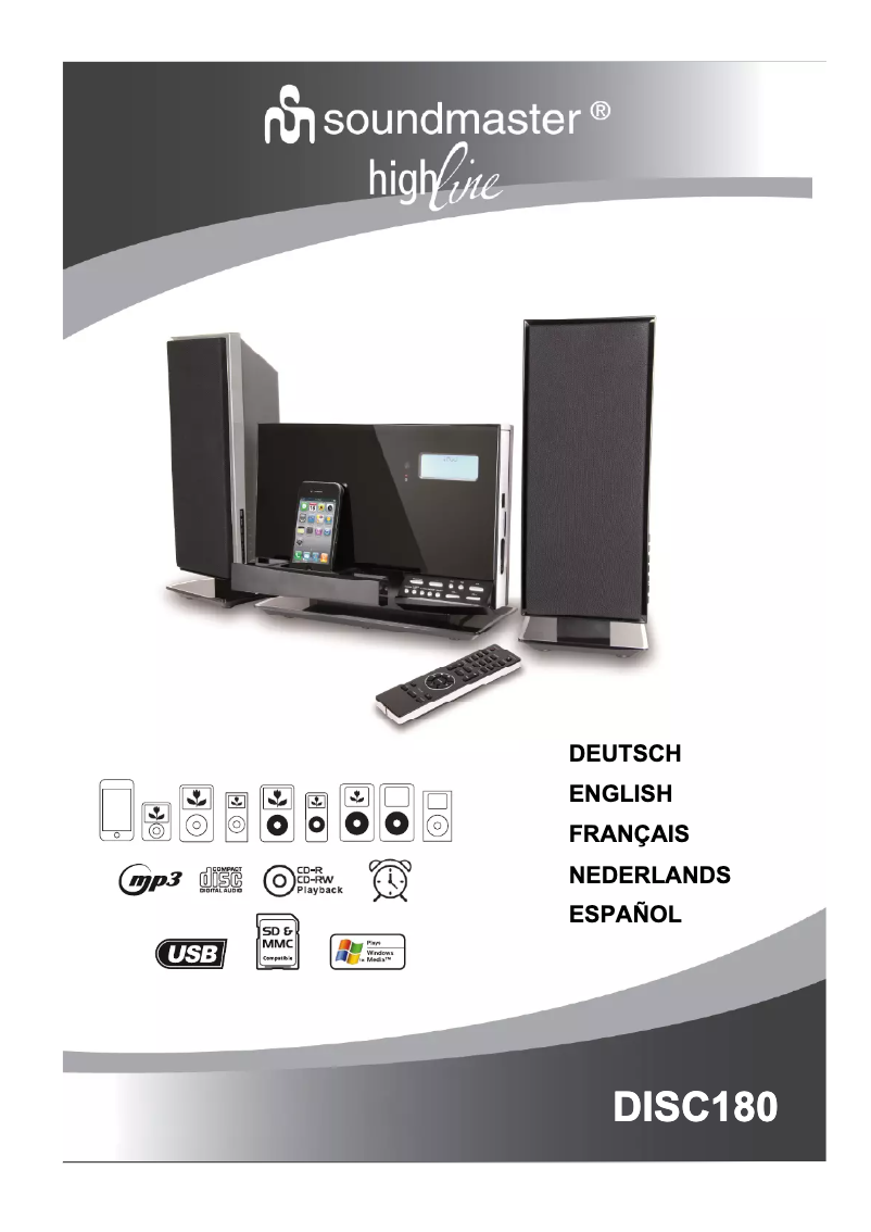 Page 1 de la notice Manuel utilisateur Soundmaster DISC180