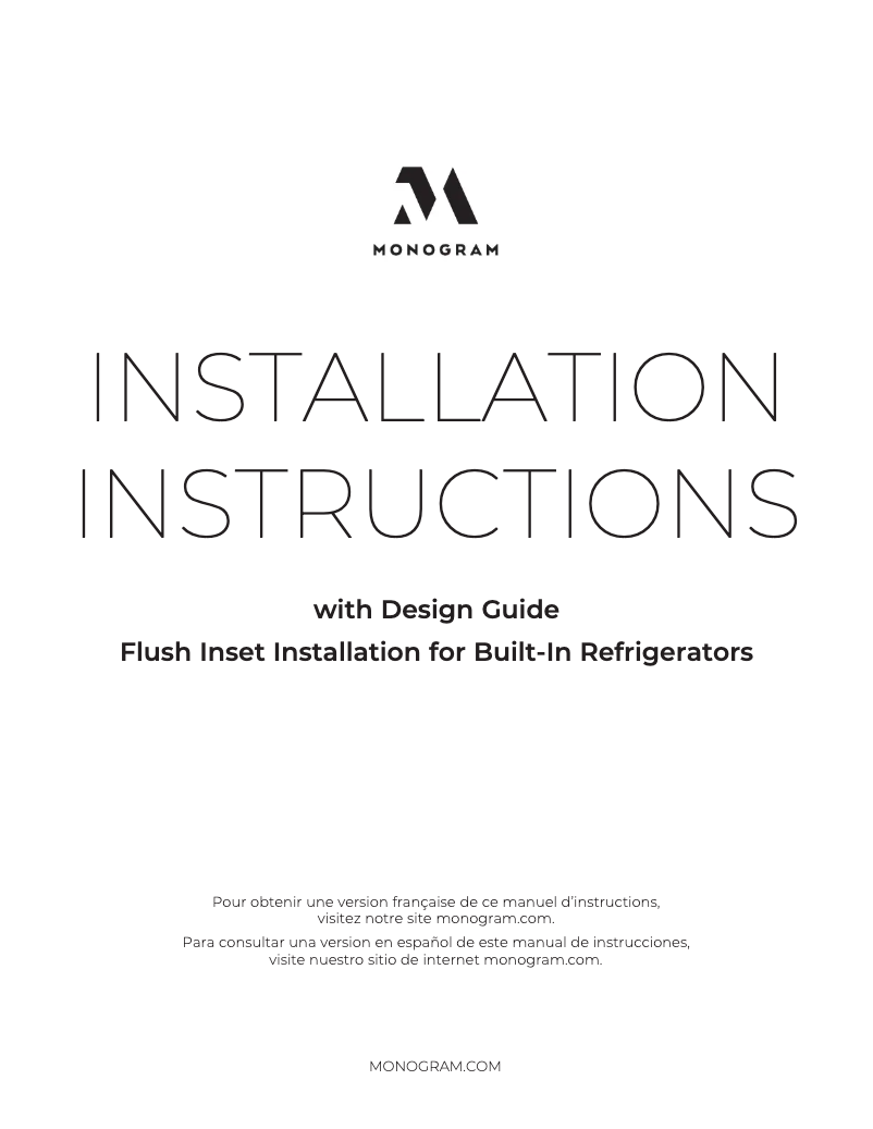 Page n°1 - Guide d'installation Monogram ZIS480NNII