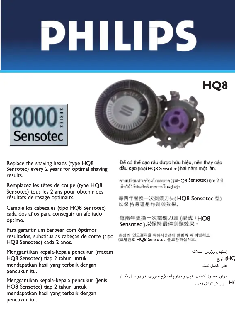 Page n°1 - Manuel utilisateur Philips HQ8