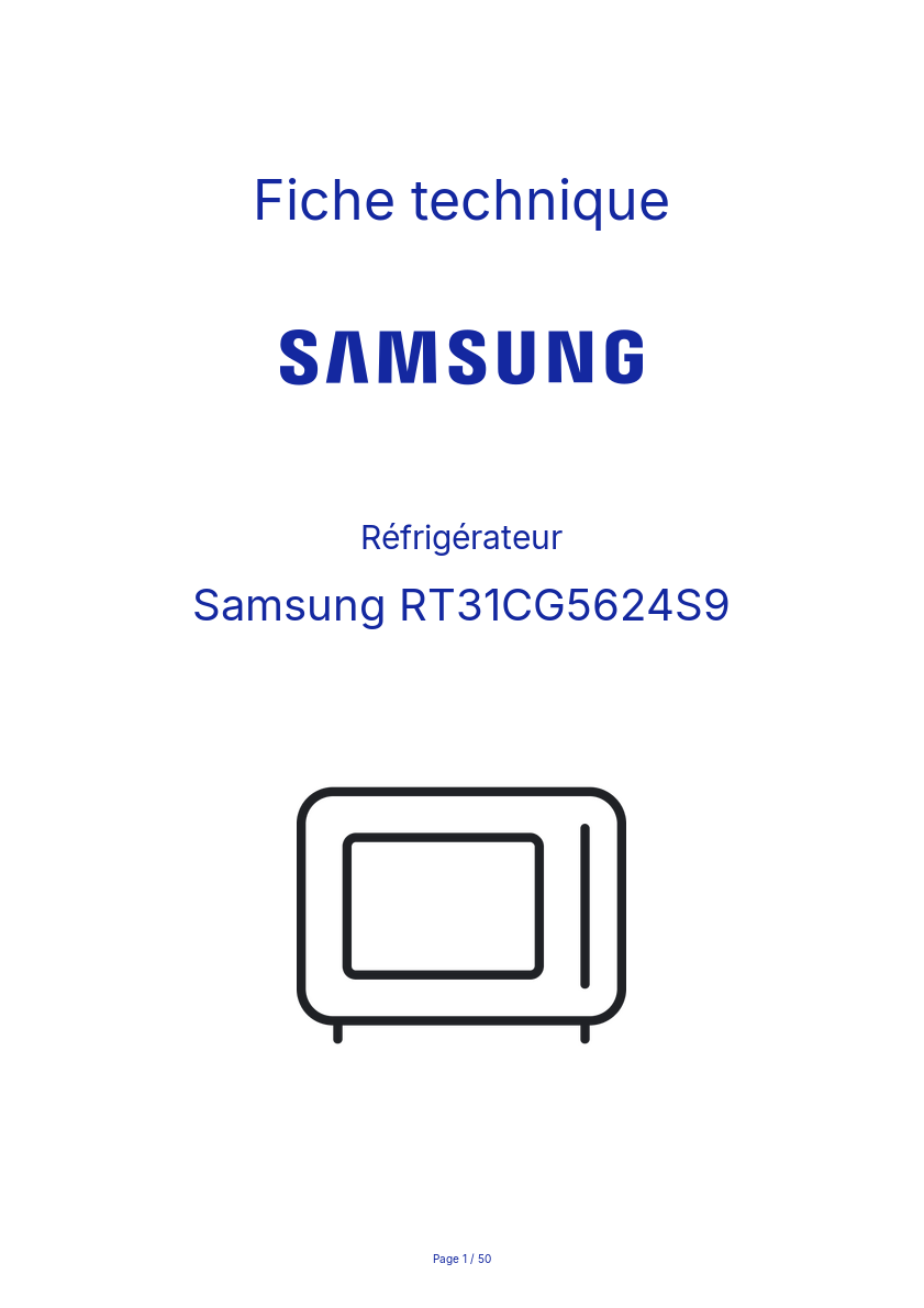 Page n°1 - Fiche technique Samsung RT31CG5624S9