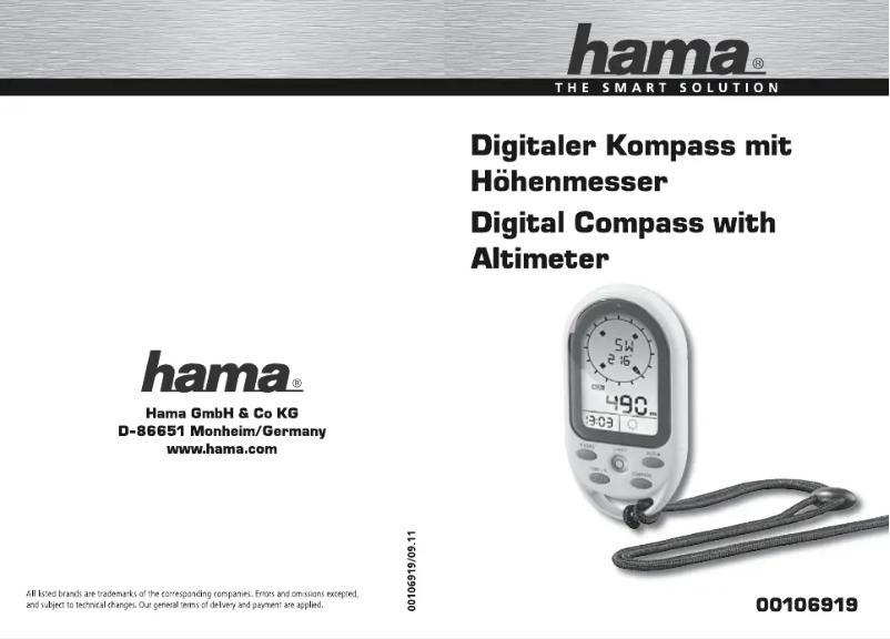 Page n°1 - Manuel utilisateur Hama 00106919