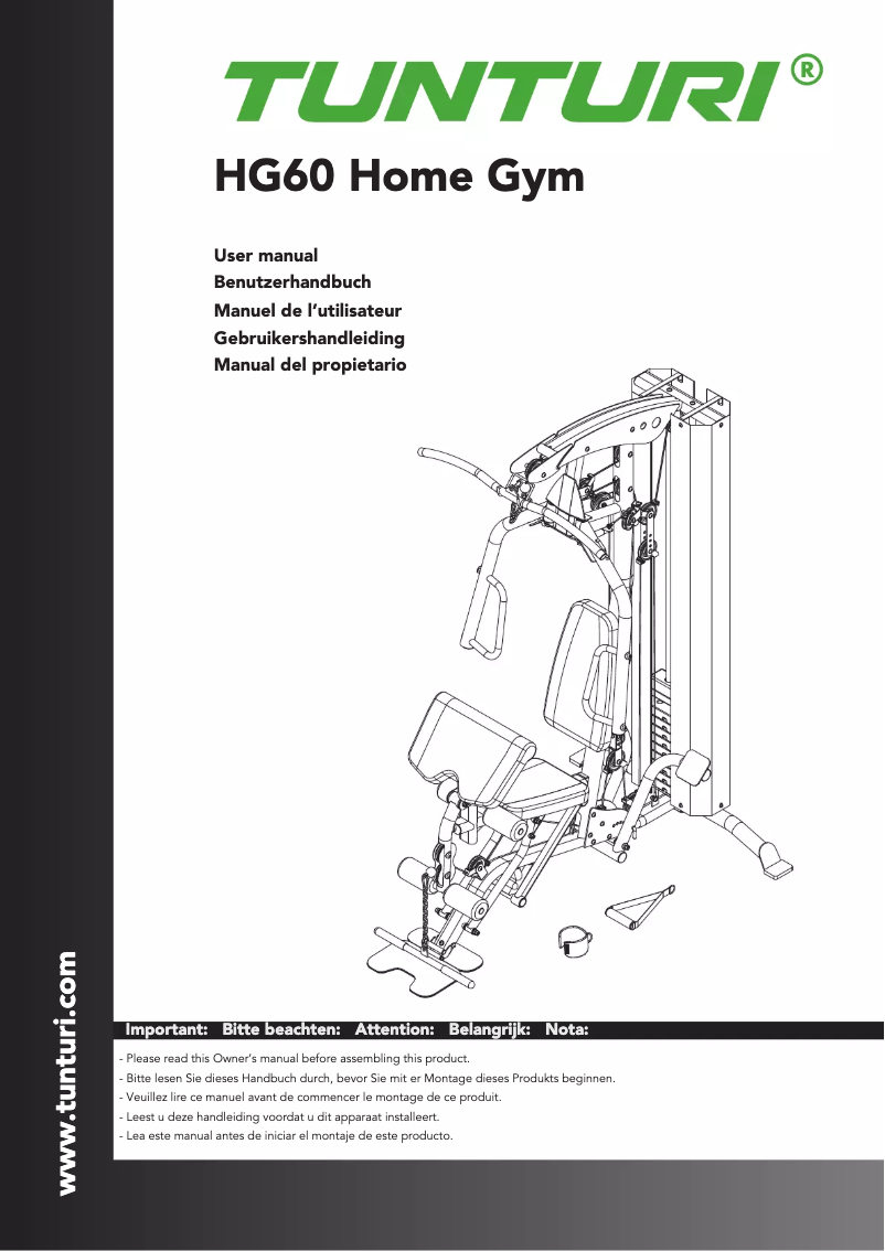 Image de la première page du manuel de l'appareil Home Gym HG60