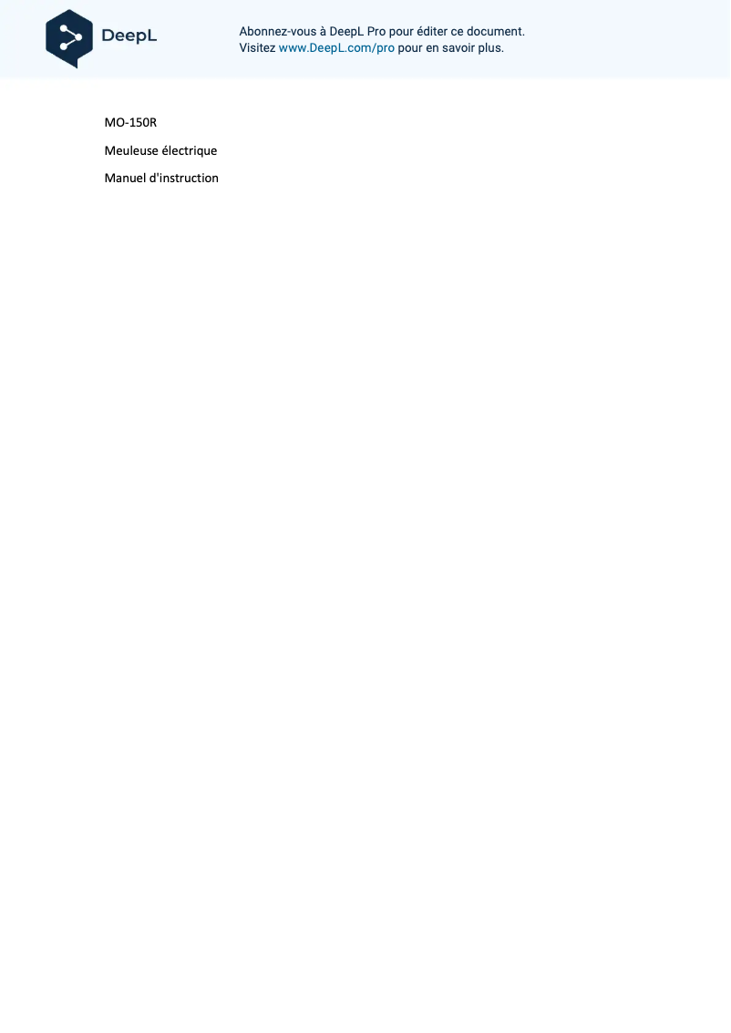 Page 1 de la notice Manuel utilisateur Grunkel MO-150R