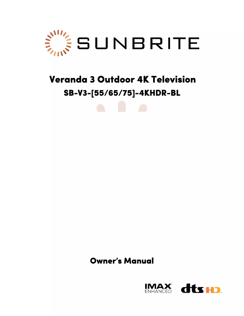 Page 1 de la notice Manuel utilisateur SunBriteTV SB-V3-75-4KHDR-BL