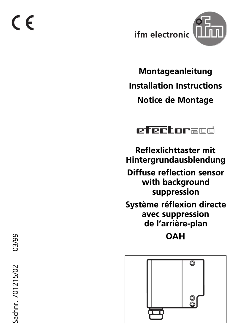 Page 1 de la notice Manuel utilisateur IFM OA0201