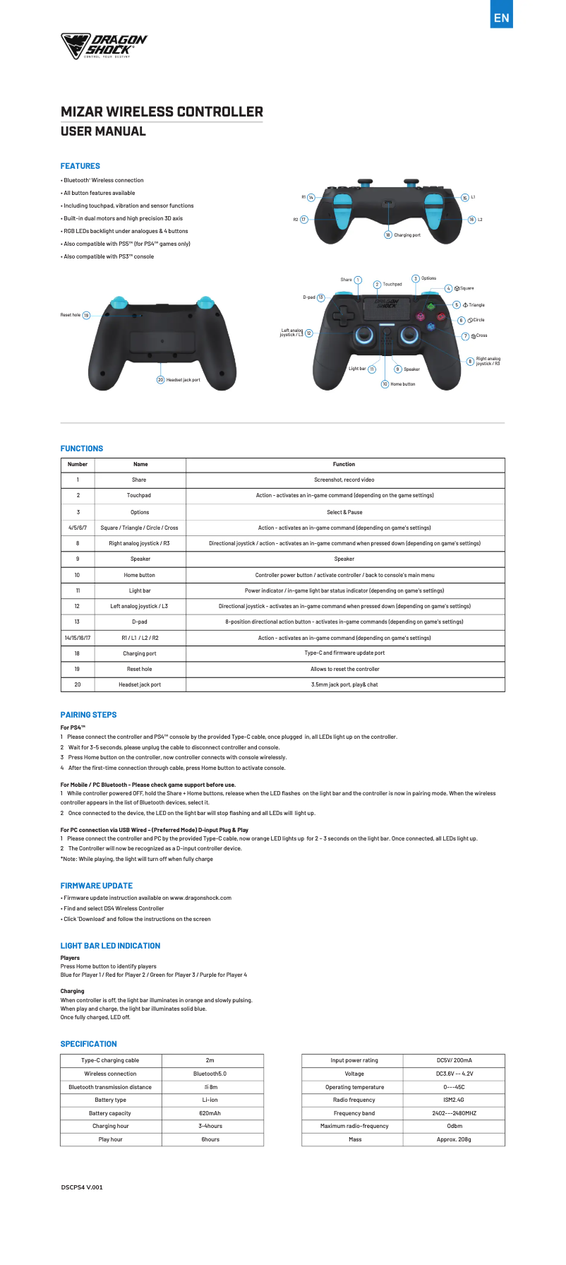 Página 1 del manual Manual de usuario Dragonshock Mizar