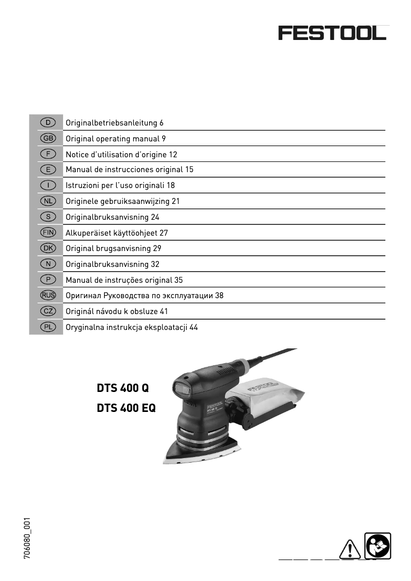 Page 1 de la notice Manuel utilisateur Festool DTS 400 EQ-Plus