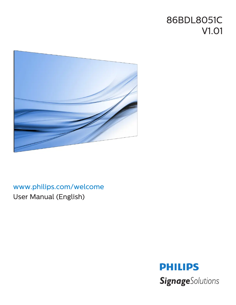 Page n°1 - Manuel utilisateur Philips 86BDL8051C