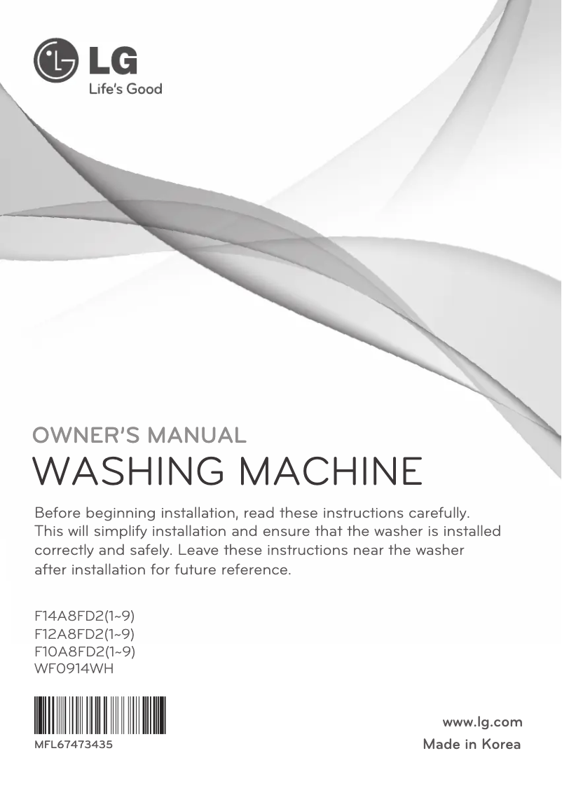 Page n°1 - Manuel utilisateur LG WF0914WH