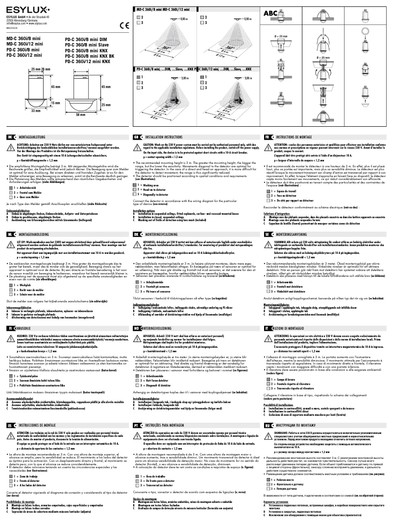 Page 1 de la notice Manuel utilisateur Esylux PD-C 360i/12 mini KNX