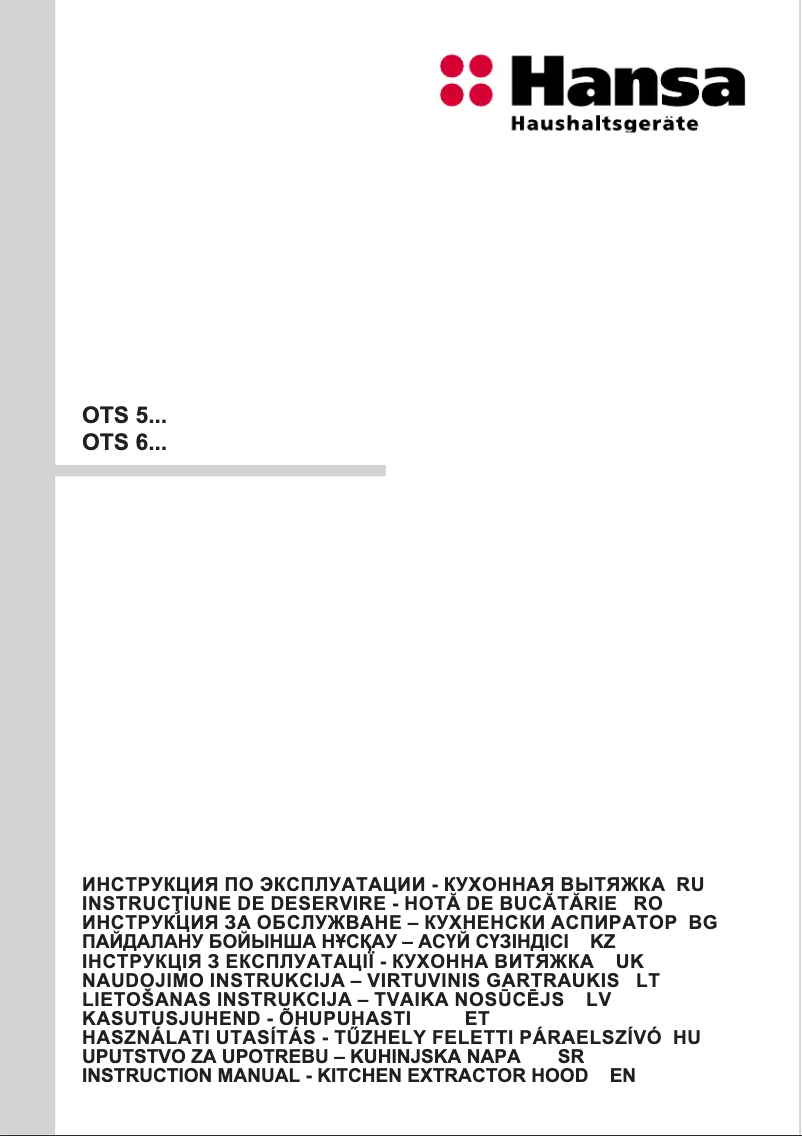 Page n°1 - Manuel utilisateur Hansa OTS615IH