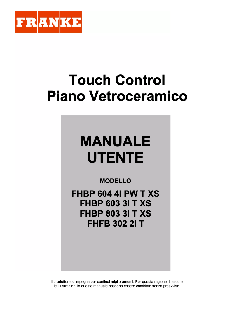 Page n°1 - Manuel utilisateur Franke 4 PIN 630