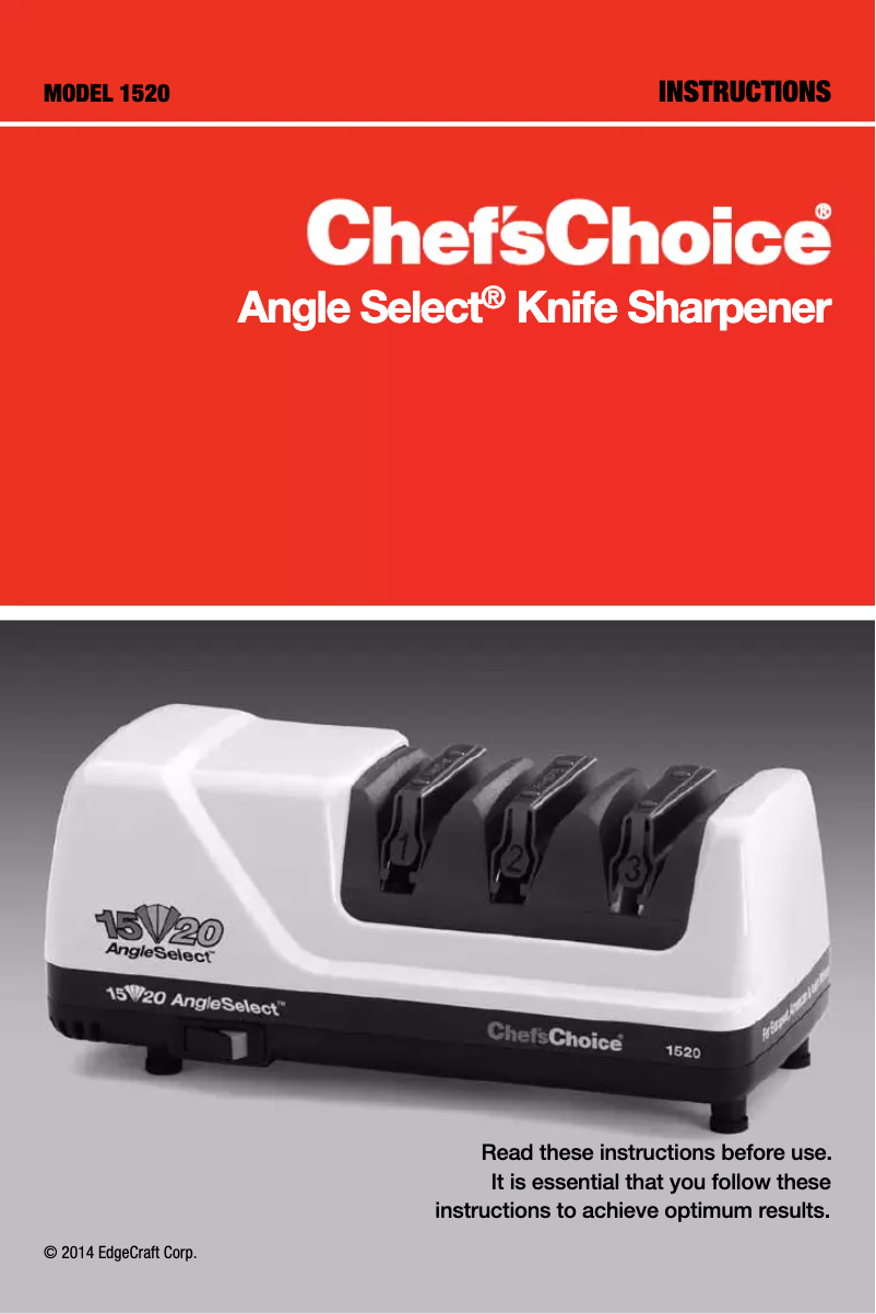 Page 1 de la notice Manuel utilisateur Chef's Choice Angle Select 1520