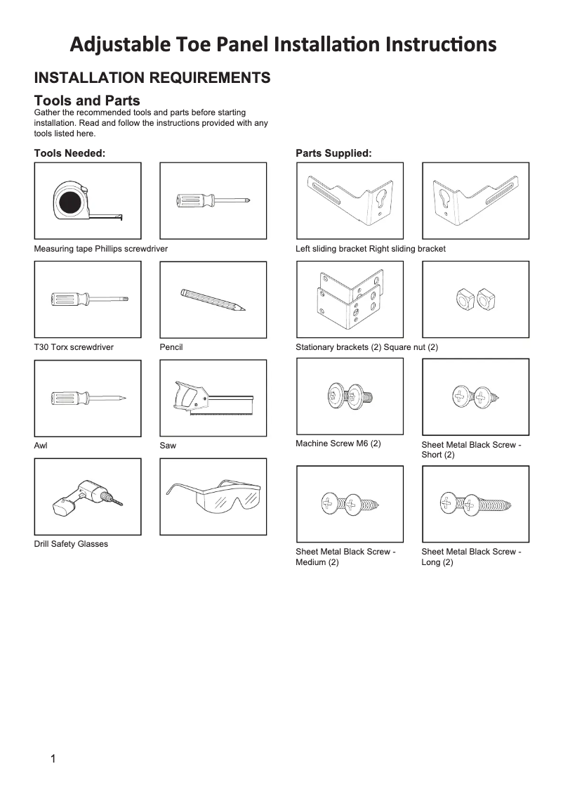 Page n°1 - Guide d'installation JennAir JDAF5924RX