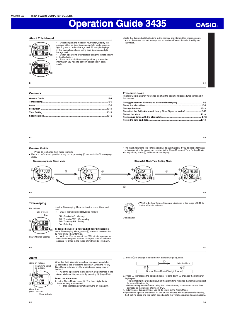 Page 1 de la notice Manuel utilisateur Casio Collection W-216H-2AVEF