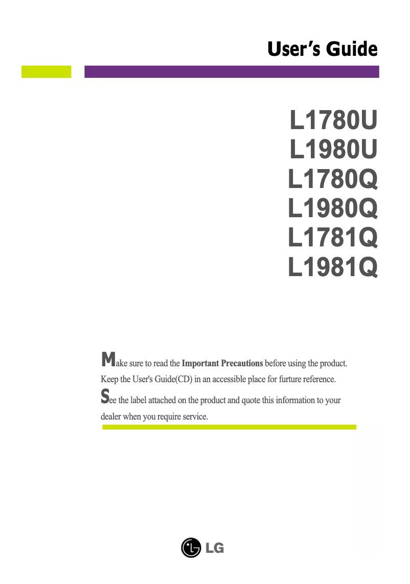 Page n°1 - Manuel utilisateur LG L1781Q