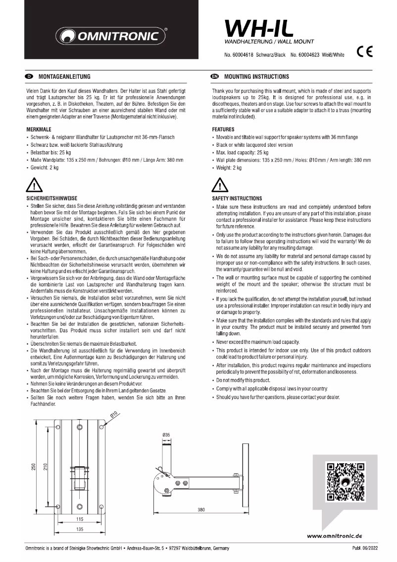 Page 1 de la notice Manuel utilisateur Omnitronic WH-1L