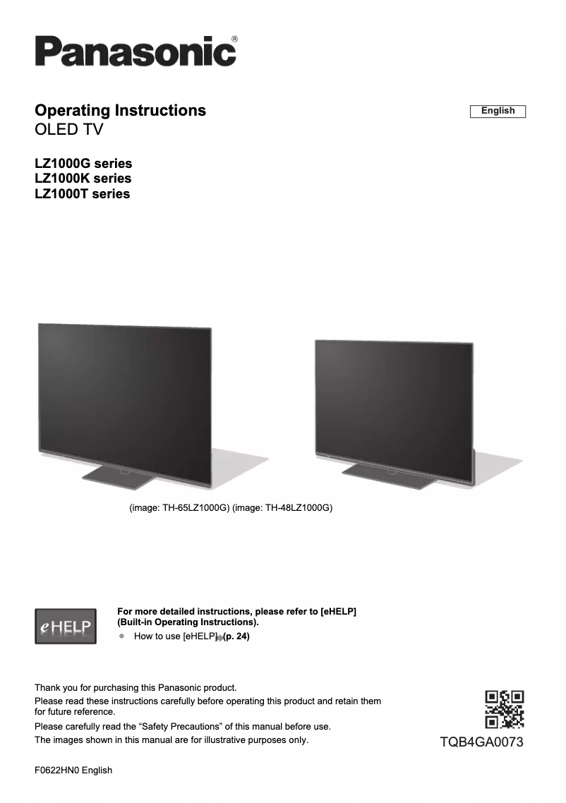 Page 1 de la notice Manuel utilisateur Panasonic TH-55LZ1000K