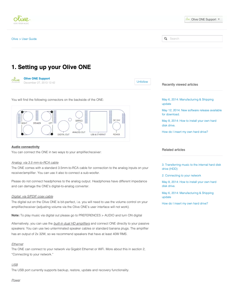 Image de la première page du manuel de l'appareil One