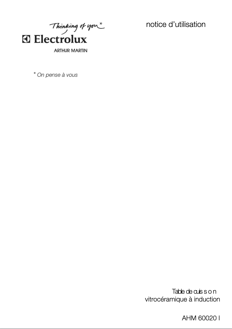 Page 1 de la notice Manuel utilisateur Arthur Martin-Electrolux AHM60020