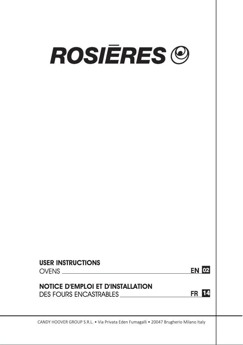 Page 1 de la notice Manuel utilisateur Rosieres RFZ 3165 IN