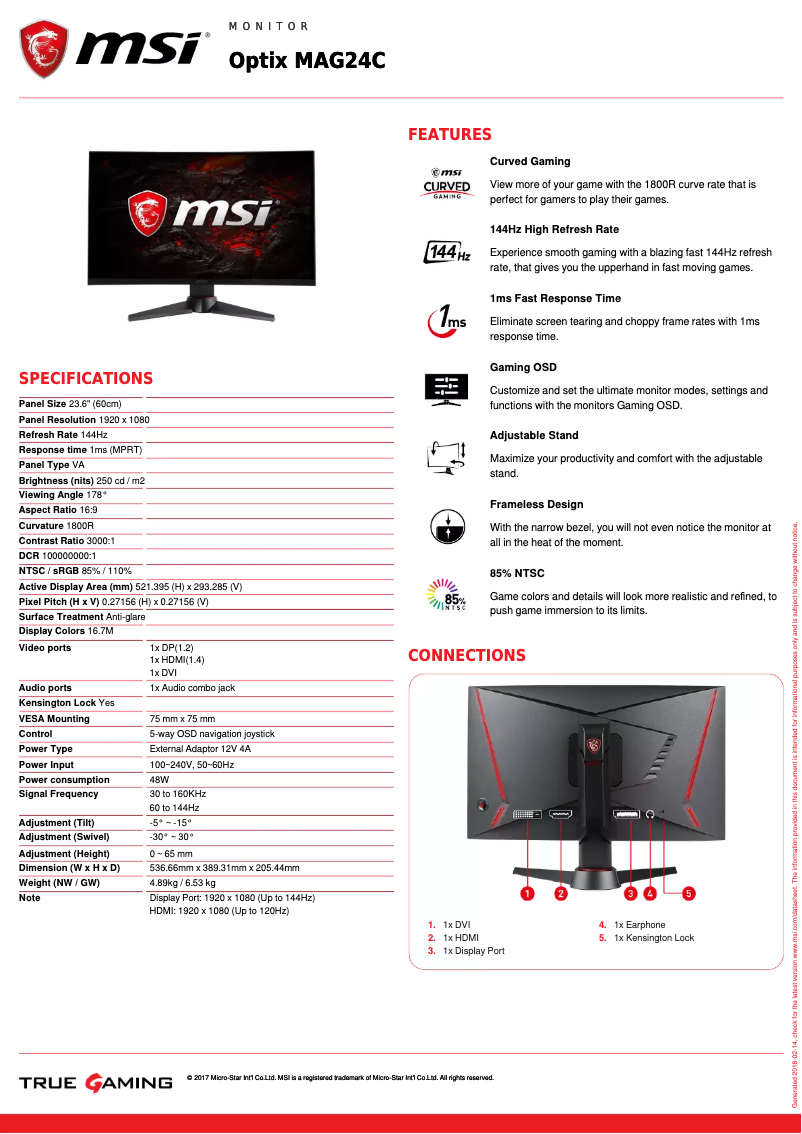 Image de la première page du manuel de l'appareil Optix MAG24C