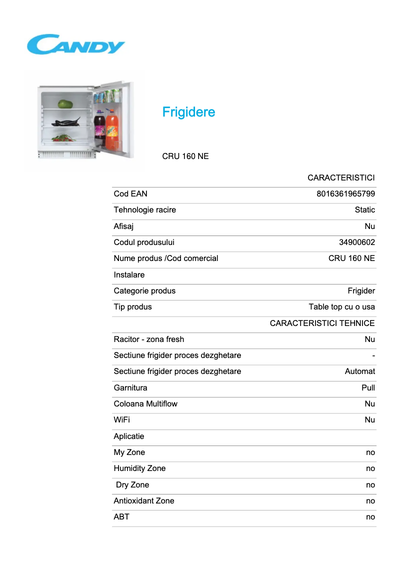 Image de la première page du manuel de l'appareil CRU 160 NE